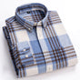 Long-sleeve checked flannel shirt with button-down collar and chest pocket