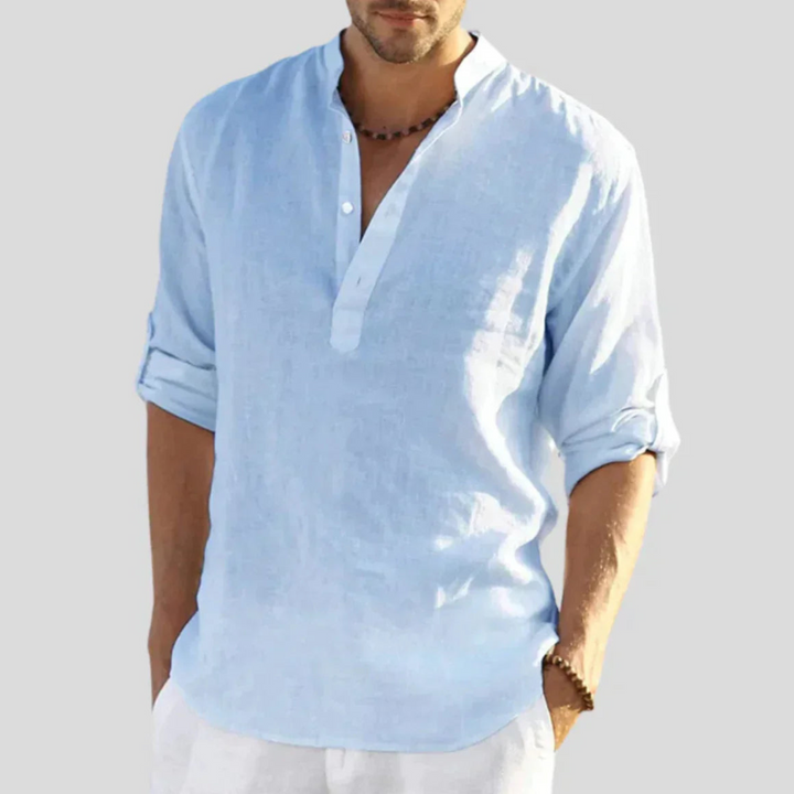 Men's Lightweight Breathable Shirt, Long Sleeve Button-Down Slim Fit Versatile Summer Shirt