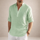 Men's Grandad Collar Shirt, Half Placket, Long Sleeve