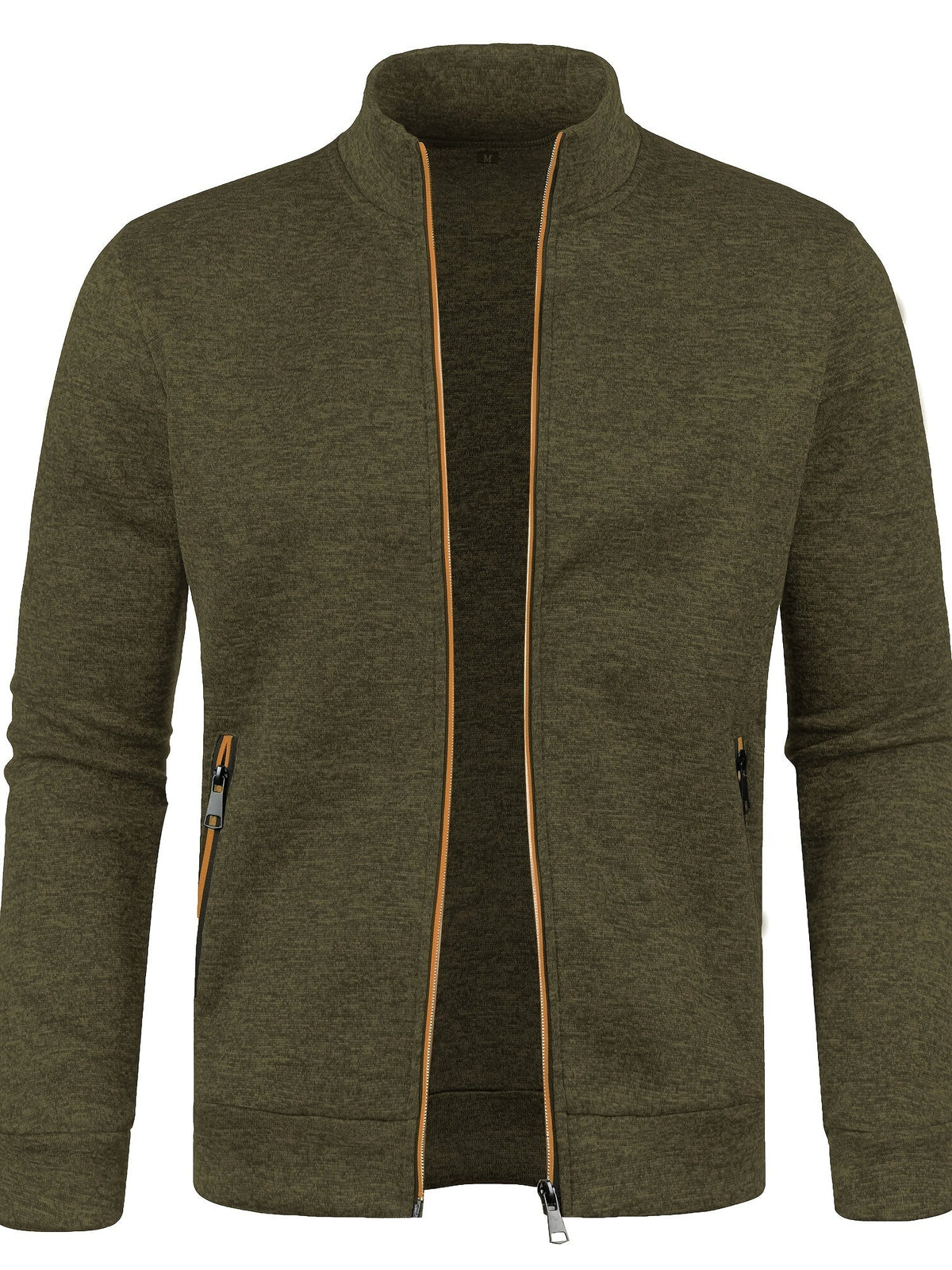 Men's plain zip-up cardigan