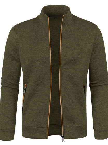 Men's plain zip-up cardigan