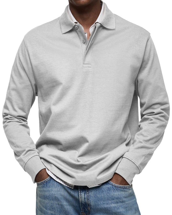 Men's Long Sleeve Polo Shirt, Casual Slim Fit Collared Polo for Everyday Wear