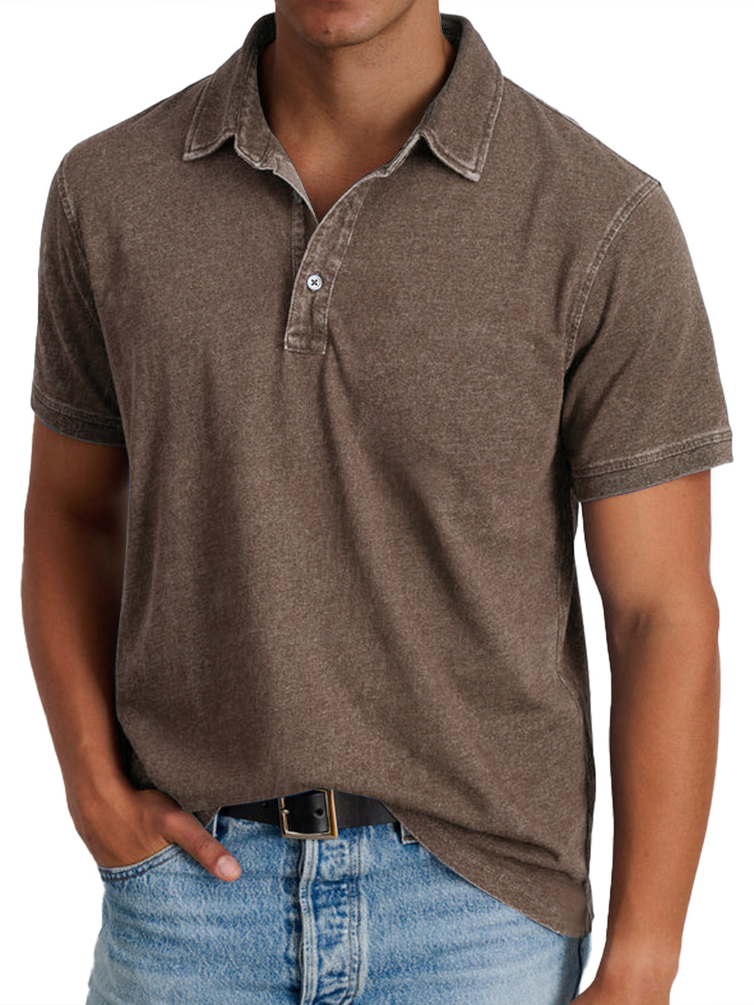 Men's Polo Shirt with Collar, Short Sleeve Solid Cotton Smart Casual Polo Regular Fit