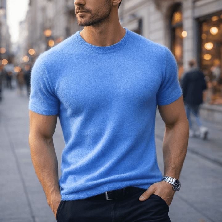 Men's Crew Neck Short Sleeve T-Shirt, Green, Blue