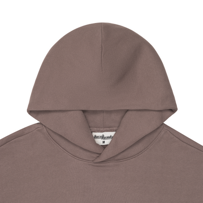 Brown long-sleeve pullover hoodie with hood and front kangaroo pocket