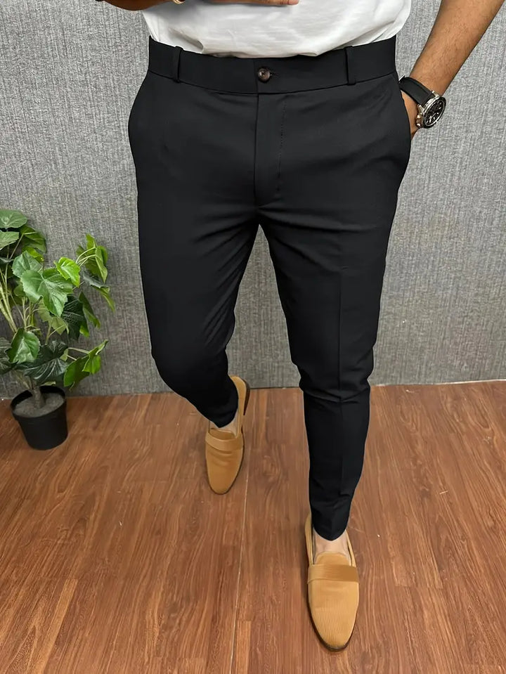 Men's slim tapered trousers with button waist