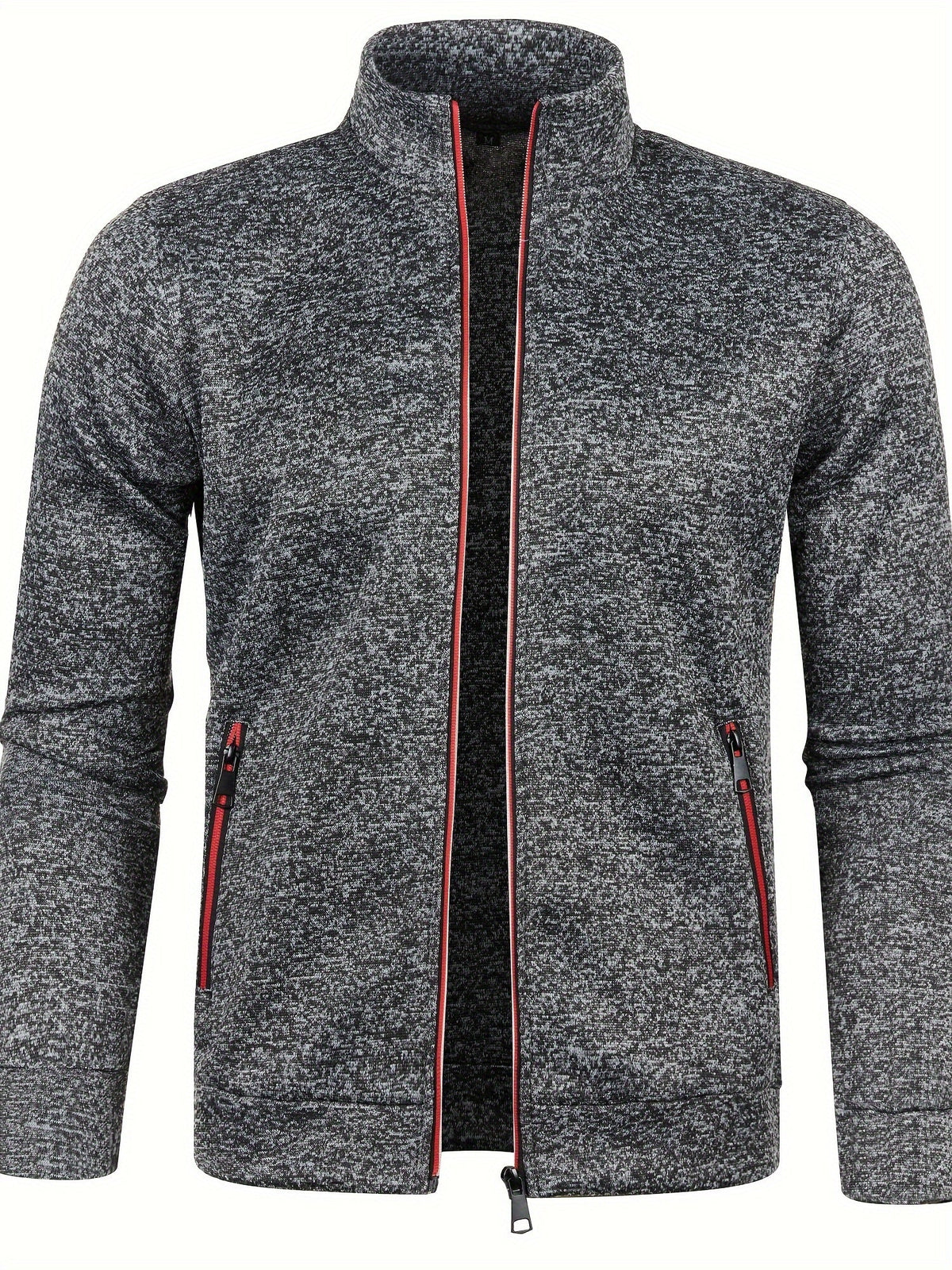 Men's plain zip-up cardigan