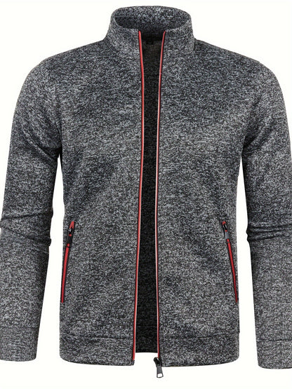 Men's plain zip-up cardigan