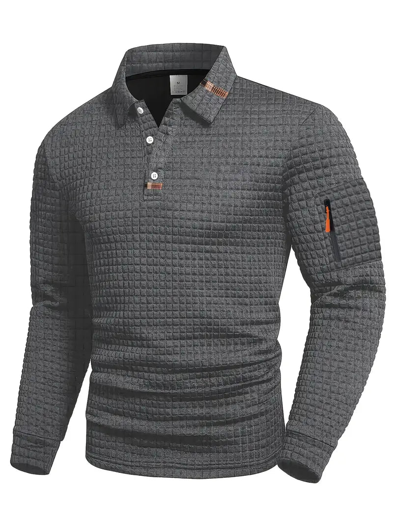 Quilted casual jumper with round neckline and long sleeves