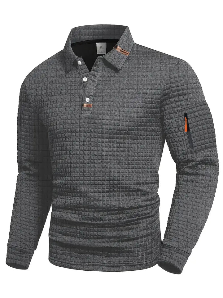 Quilted casual jumper with round neckline and long sleeves