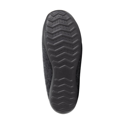Dark grey unisex house slippers with toggle fastening and textured black soles