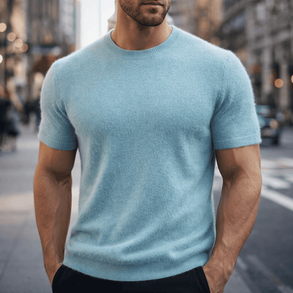 Men's Crew Neck Short Sleeve T-Shirt, Green, Blue
