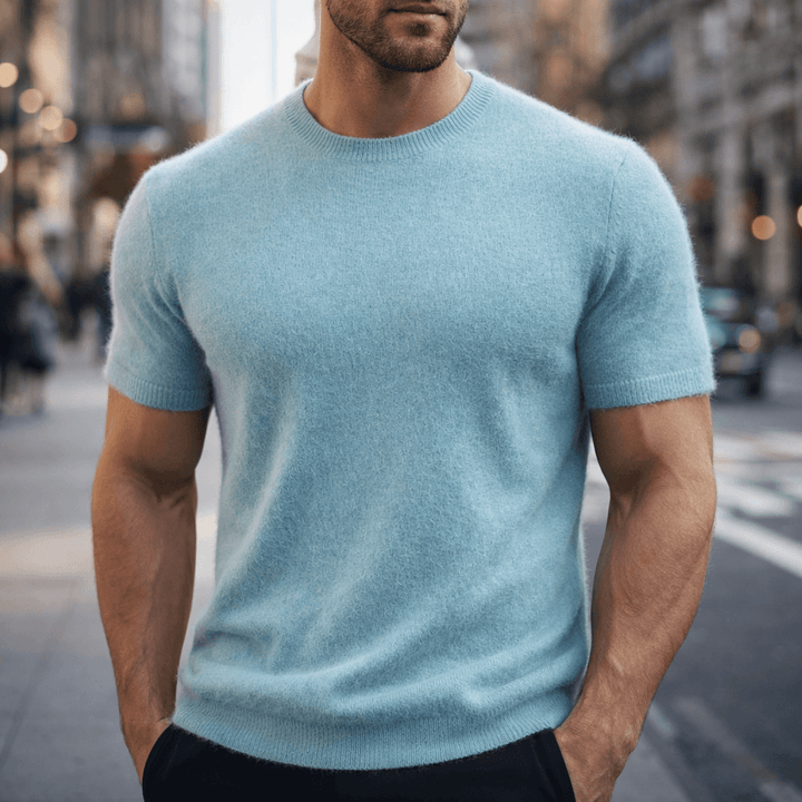 Men's Crew Neck Short Sleeve T-Shirt, Green, Blue