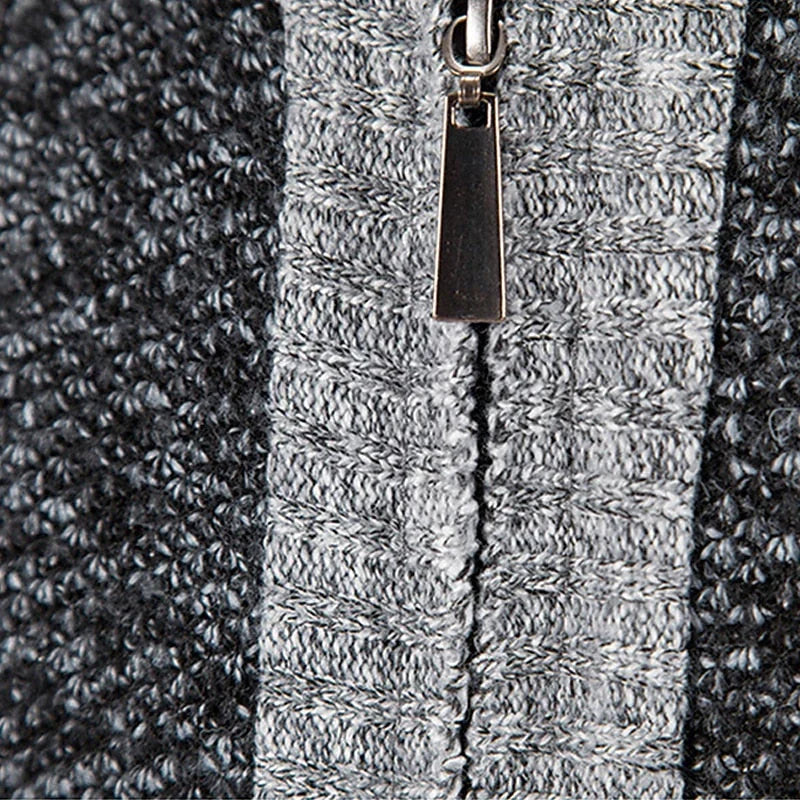 Men's textured zip jacket with stand collar, geometric panels and long sleeves