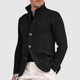 Men's knit cardigan with stand collar, buttons and patch pockets