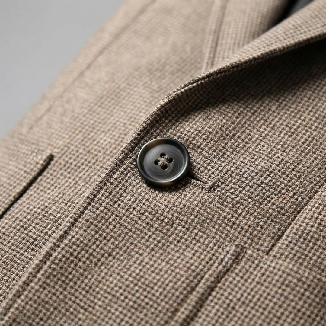 Men's slim fit textured blazer with notch lapels, long sleeves and front buttons