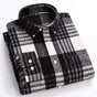 Long-sleeve checked flannel shirt with button-down collar and chest pocket