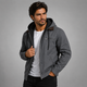 Men's hooded fleece-lined winter jacket with zip pockets