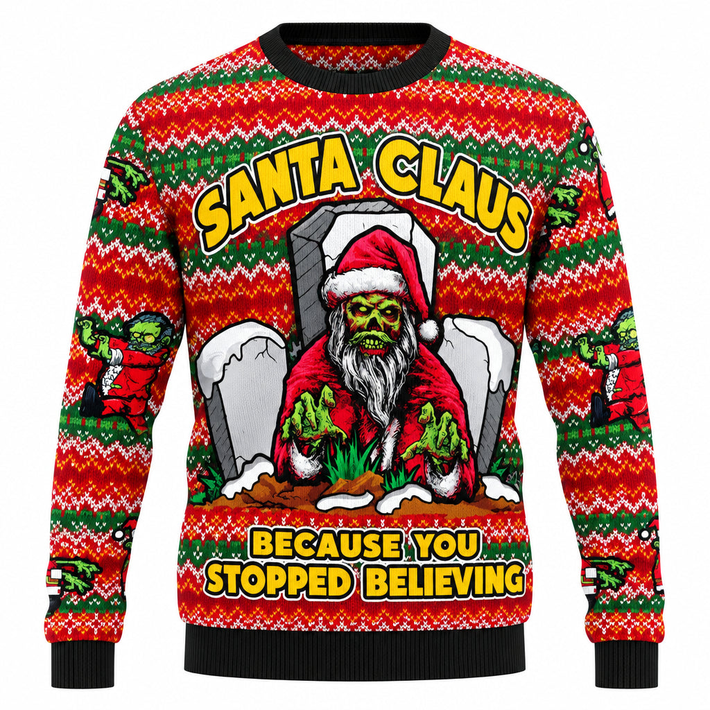 Unisex long-sleeved Christmas jumper with Santa graphic prints and festive winter motifs