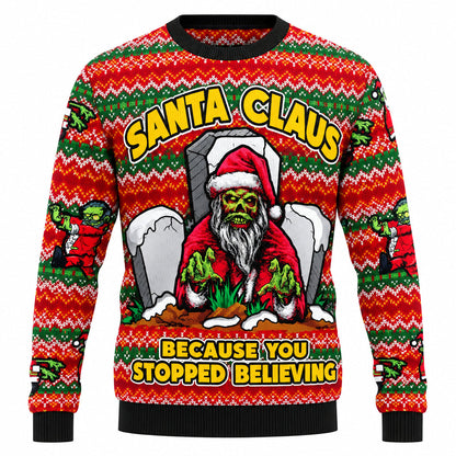 Unisex long-sleeved Christmas jumper with Santa graphic prints and festive winter motifs
