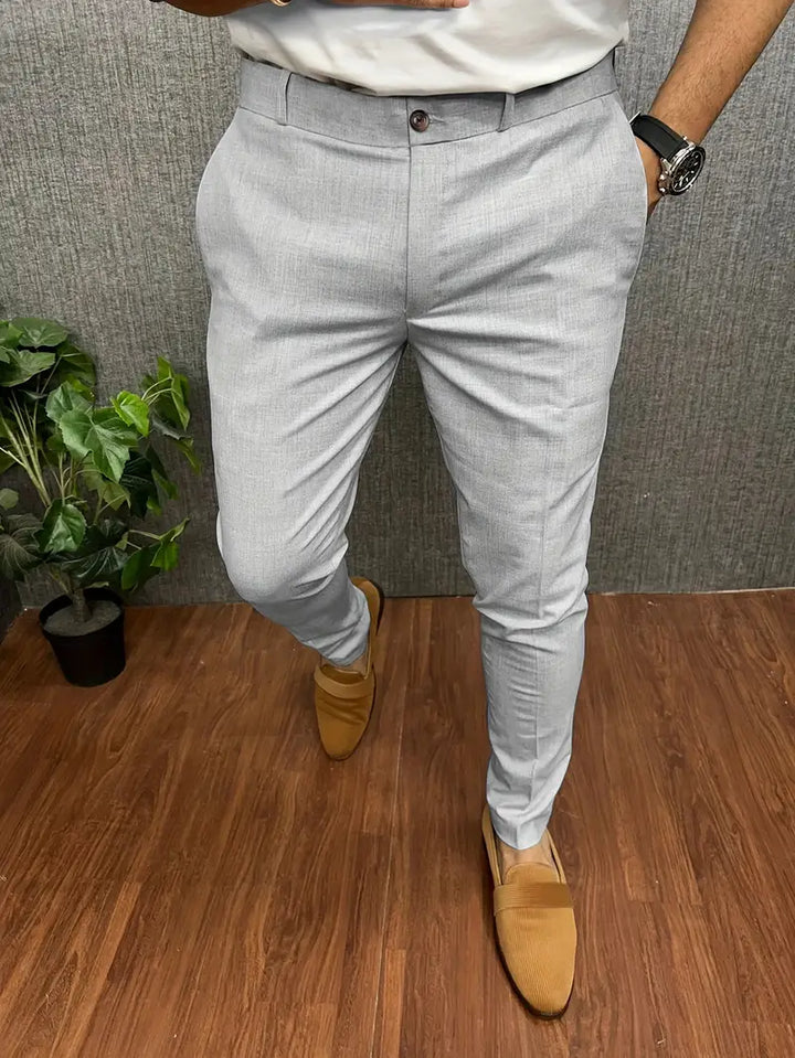 Men's slim tapered trousers with button waist