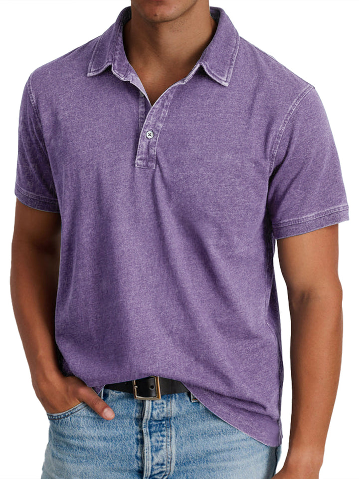 Men's Polo Shirt with Collar, Short Sleeve Solid Cotton Smart Casual Polo Regular Fit