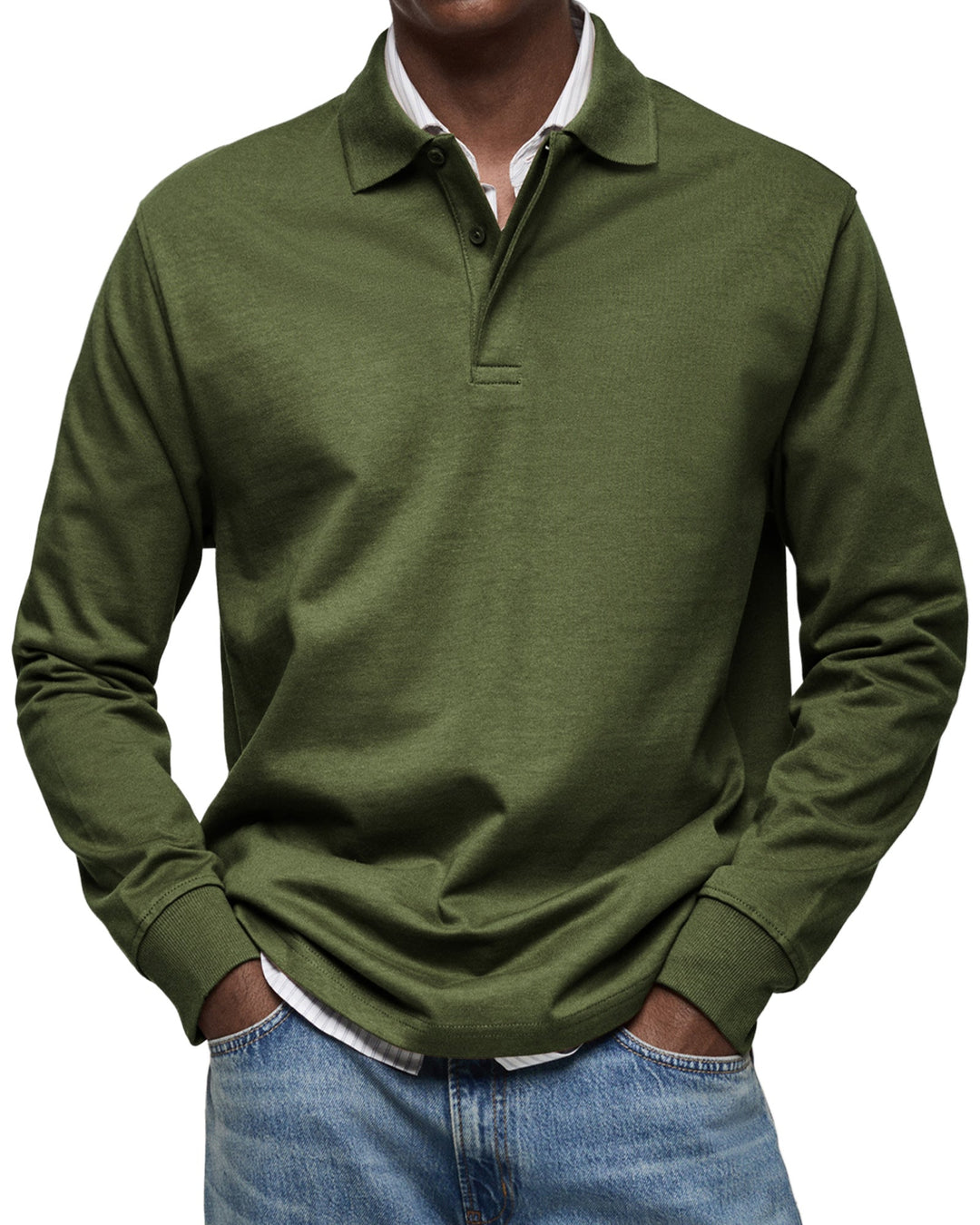Men's Long Sleeve Polo Shirt, Casual Slim Fit Collared Polo for Everyday Wear