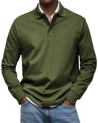 Men's Long Sleeve Polo Shirt, Casual Slim Fit Collared Polo for Everyday Wear
