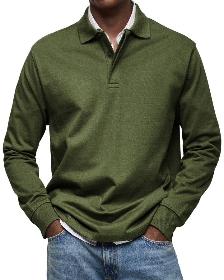 Men's Long Sleeve Polo Shirt, Casual Slim Fit Collared Polo for Everyday Wear