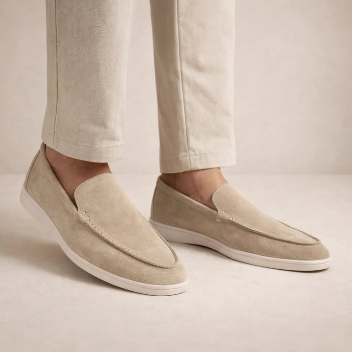 Men's Suede Loafers, Plain Apron Front, Slip On Cupsole