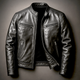 Men's leather jacket with stand collar and multiple zip pockets