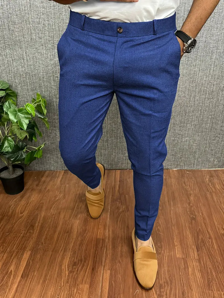 Men's slim tapered trousers with button waist