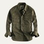 Men's long-sleeve utility shirt with button front and two flap chest pockets