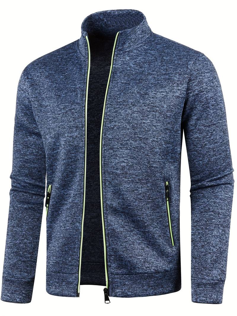 Men's plain zip-up cardigan