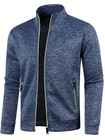 Men's plain zip-up cardigan
