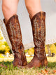 Embroidered knee-high Western cowboy boots