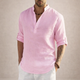 Men's Grandad Collar Shirt, Half Placket, Long Sleeve