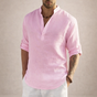 Men's Grandad Collar Shirt, Half Placket, Long Sleeve