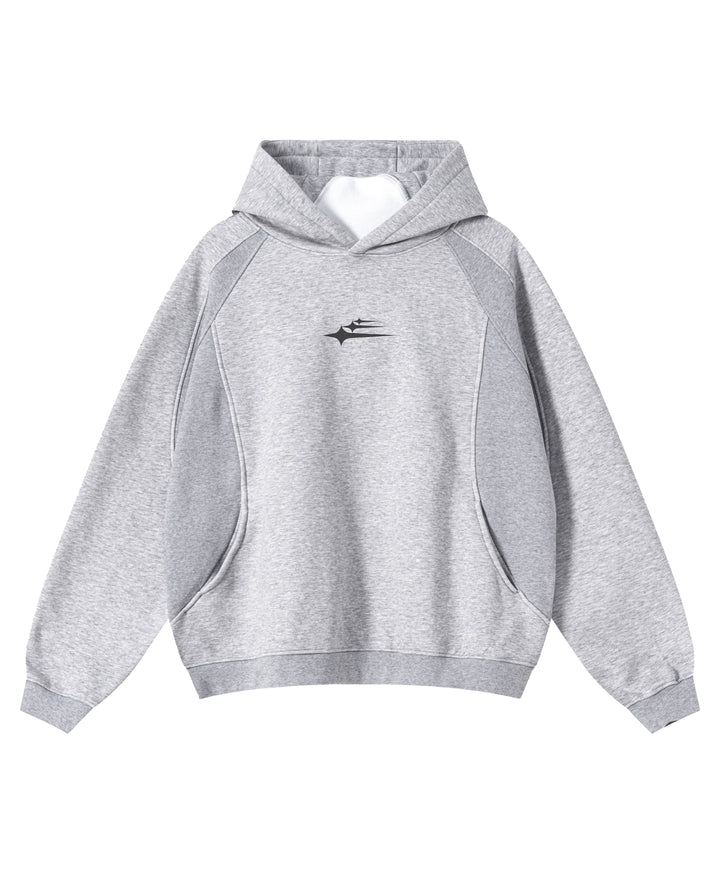 Unisex hooded sweatshirt with visible logo and long sleeves