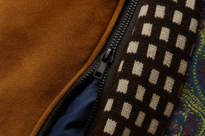 Men's structured overcoat with stand collar, button front, contrast trim and quilted lining
