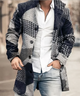 Men's textured trench coat with stand collar and button front