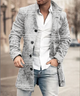 Men's textured trench coat with stand collar and button front