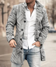 Men's textured trench coat with stand collar and button front