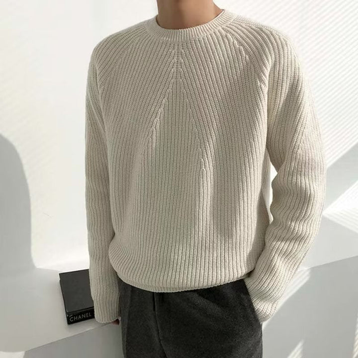 Men's ribbed crew neck sweater with long sleeves