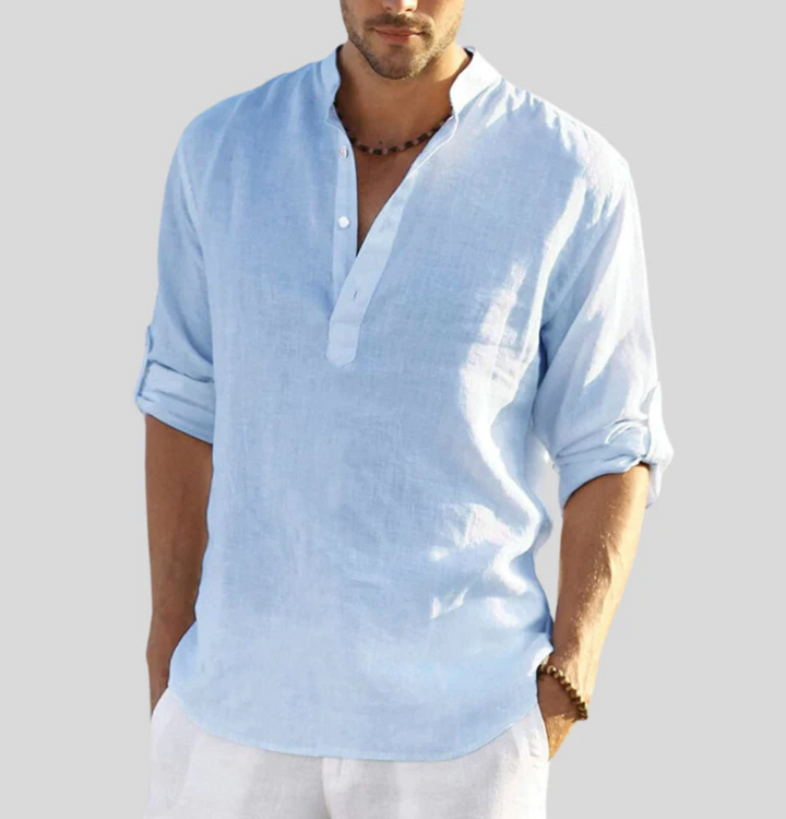 Men's Linen Shirt, Short Sleeve Button-Down Breathable Casual Summer Shirt Regular Fit