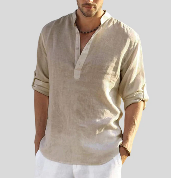 Men's Linen Shirt, Short Sleeve Button-Down Breathable Casual Summer Shirt Regular Fit