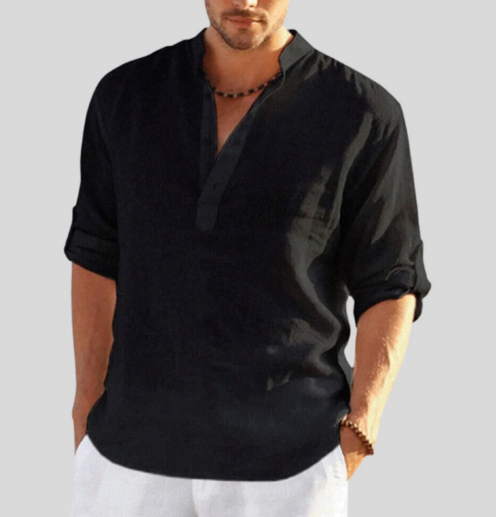 Men's Linen Shirt, Short Sleeve Button-Down Breathable Casual Summer Shirt Regular Fit