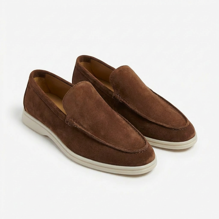 Men's Slip On Loafers, Visible Stitch Contrast Sole Smart Casual Driving Shoes