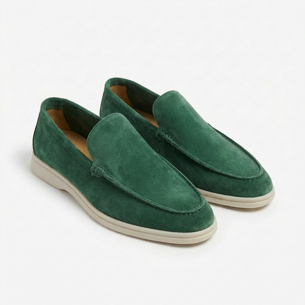 Men's Slip On Loafers, Visible Stitch Contrast Sole Smart Casual Driving Shoes