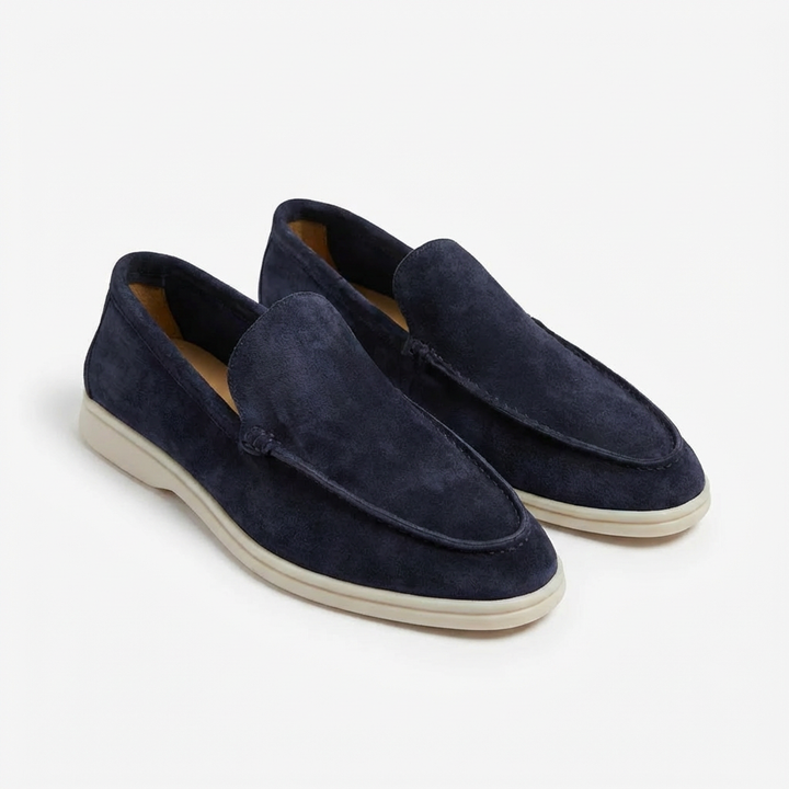 Men's Slip On Loafers, Visible Stitch Contrast Sole Smart Casual Driving Shoes